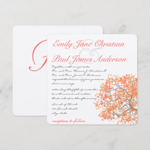 Coral Tree Grey Trunk RaspberryWedding Invites