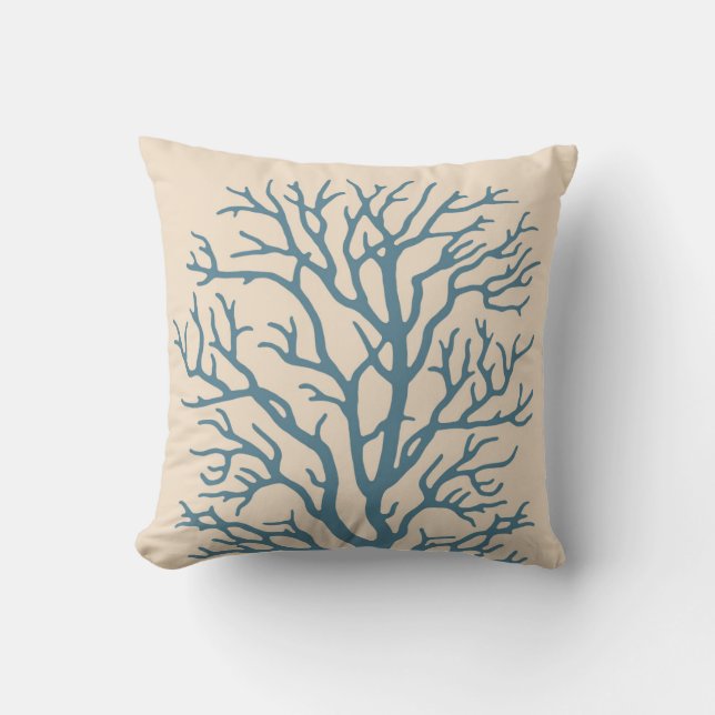 Coral Tree in Beach Teal Cushion (Front)