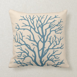 Coral Tree in Beach Teal Cushion