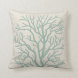 Coral Tree in Seafoam Green Cushion<br><div class="desc">Coral tree in Seafoam Green on natural Canvas Look</div>