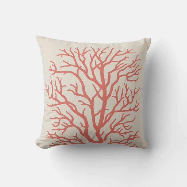 Coral Tree Nautical in Coral Pink Cushion (Front)