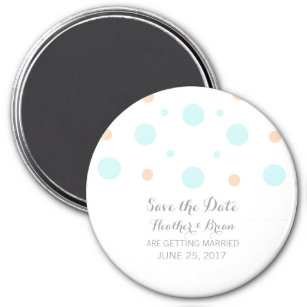 Coral Turquoise Confetti Save the Date Magnet