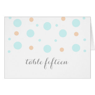 Coral Turquoise Confetti Table Number Card