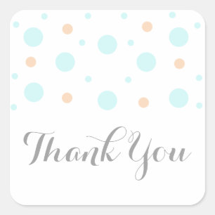 Coral Turquoise Confetti Thank You Stickers