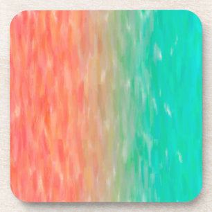 Coral & Turquoise Ombre Watercolor Teal Orange Coaster
