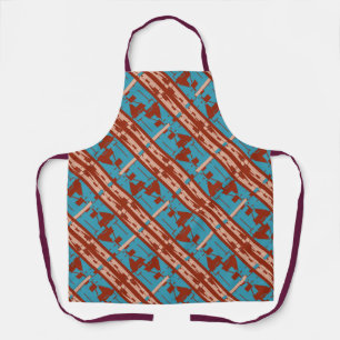 Coral Turquoise Rust Slanted Mediterranean Tile Apron