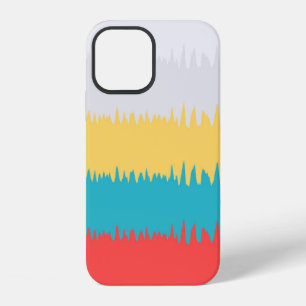 Coral Turquoise Yellow White Frequency Pattern iPhone 12 Case