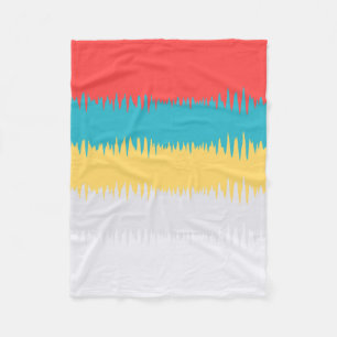 Coral Turquoise Yellow White Stripes Fleece Blanket
