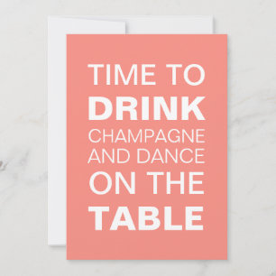 Coral Typography 21st Birthday Invitation