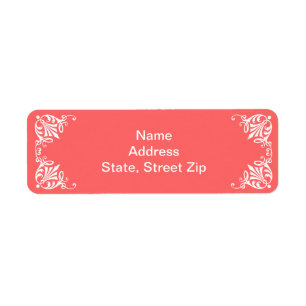 Coral Vintage Filigree Border Return Address Label