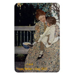 CORAL ~ VINTAGE Painting Mother's Day ~  Magnet