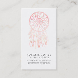 Coral Watercolor Dream Catcher Whimsical Business Card
