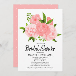 Coral Watercolor Floral Bridal Shower Invitation