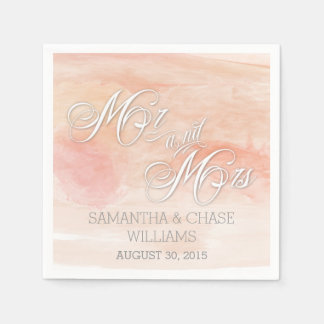 CORAL WATERCOLOR MODERN WEDDING NAPKIN