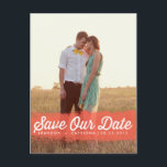 CORAL WATERCOLOR SPLASH | SAVE THE DATE POSTCARD<br><div class="desc">CORAL WATERCOLOR SPLASH | SAVE THE DATE POSTCARD 
 Modern and whimsical save the date postcard featuring watercolor splash and retro script. Other colours and similar items can be found in my store.</div>