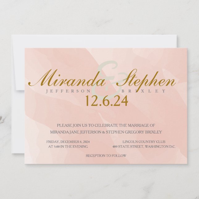 Coral Watercolor Wedding Invitation (Front)