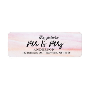 Coral Watercolors Script The Future Mr and Mrs Return Address Label