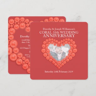 Coral wedding anniversary 35 years party invites