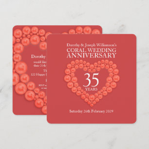 Coral wedding anniversary 35 years party invites
