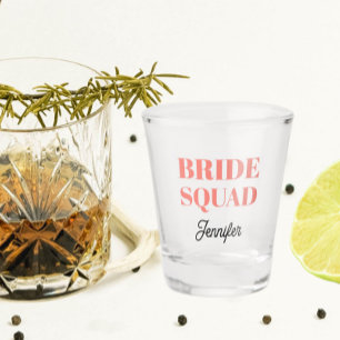 Coral Wedding Bride Squad Personalized Shot Glass