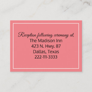 Coral Wedding enclosure cards