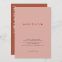 Coral wedding invitation, rust wedding invitation