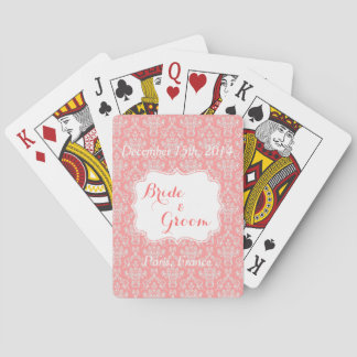 Coral Wedding Party Favour Playing Cards
