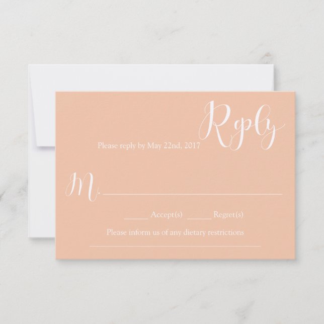 Coral Wedding Reply Card (Front)