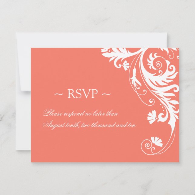 Coral Wedding Reply Cards (Front)