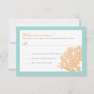 Coral Wedding Response Tropical Wedding RSVP Inv Invitation