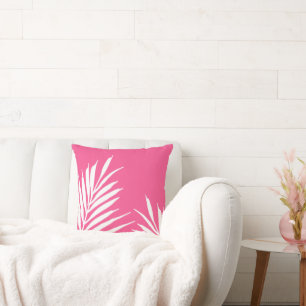 Coral White Acrylic Palm Leaves Cushion