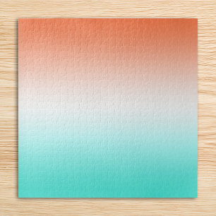 Coral White and Turquoise Gradient Jigsaw Puzzle