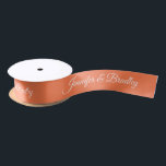 Coral White Elegant Wedding Personalised Name Satin Ribbon<br><div class="desc">Coral White Elegant Wedding Personalised Name Custom Satin Ribbon features your personalised names in elegant white calligraphy script on a coral background. Personalised by editing the text in the text boxes. Designed by ©Evco Studio www.zazzle.com/store/evcostudio</div>