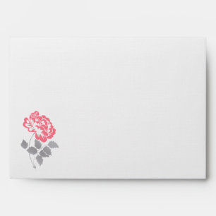 Coral, White, Grey Floral Linen A7 Envelope