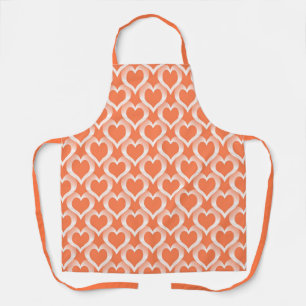 Coral White Hearts Pattern Apron