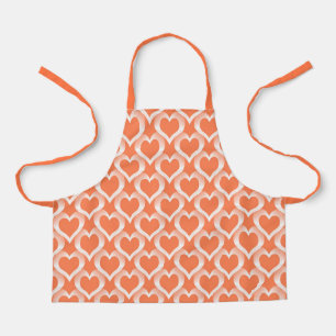 Coral White Hearts Pattern Apron