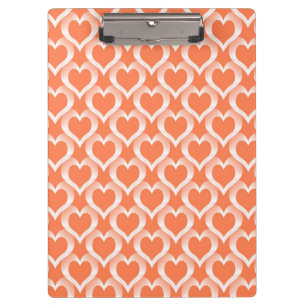 Coral White Hearts Pattern Clipboard