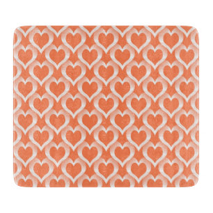 Coral White Hearts Pattern Cutting Board