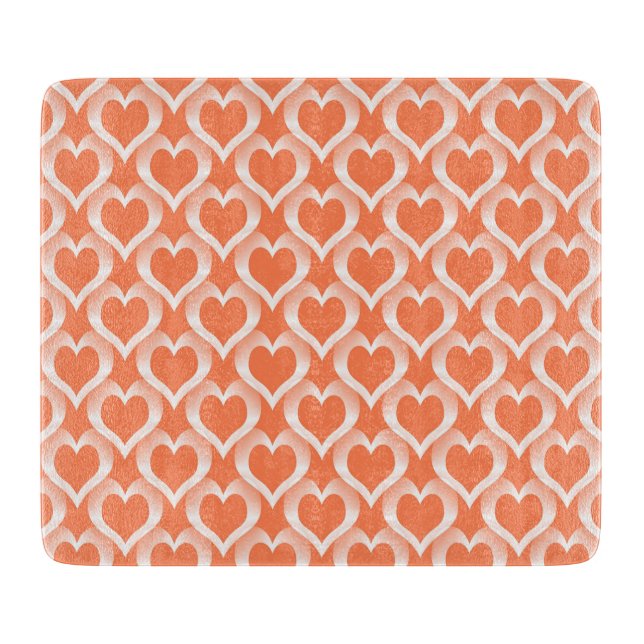 Coral White Hearts Pattern Cutting Board (Front)