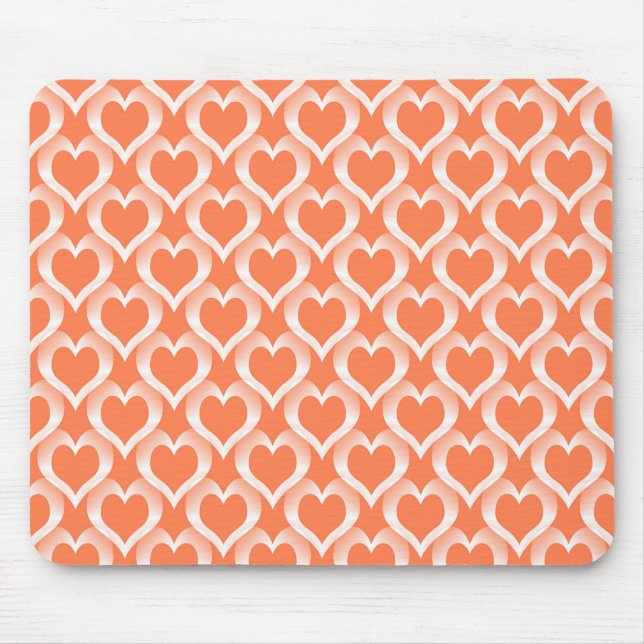 Coral White Hearts Pattern Mouse Pad (Front)