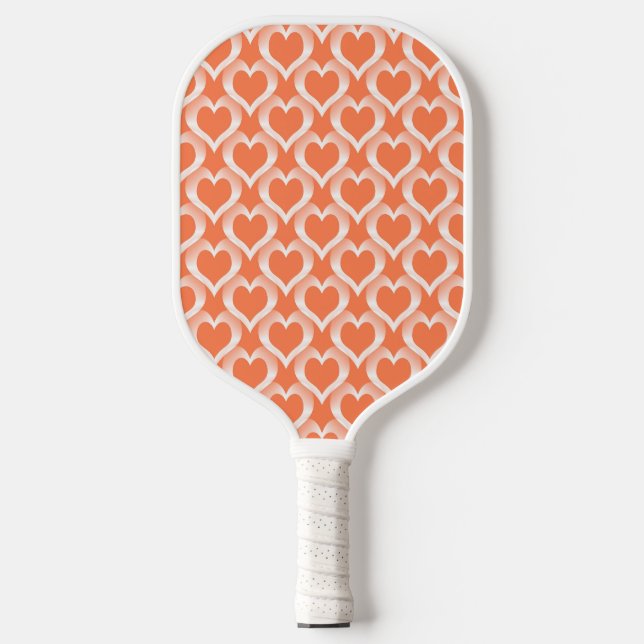 Coral White Hearts Pattern Pickleball Paddle (Front)