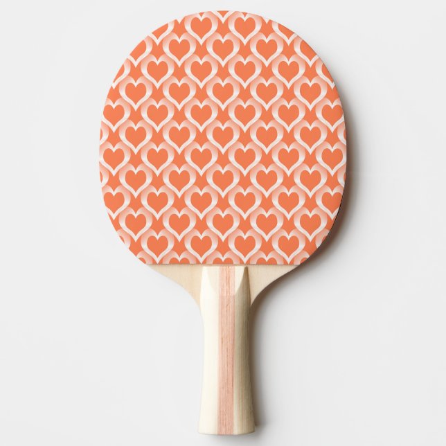 Coral White Hearts Pattern Ping Pong Paddle (Front)