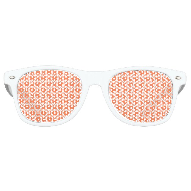 Coral White Hearts Pattern Retro Sunglasses (Front)