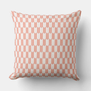 Coral & White Japanese Yagasuri Throw Pillow