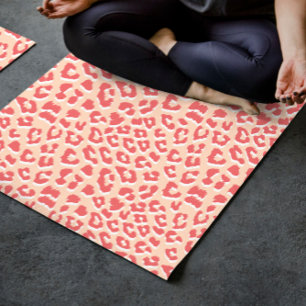 Coral White Leopard Print  Yoga Mat