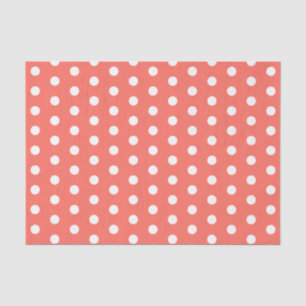 Coral White Polka Dots Tissue Paper