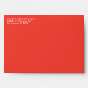 Coral + white snowflakes winter wedding envelope