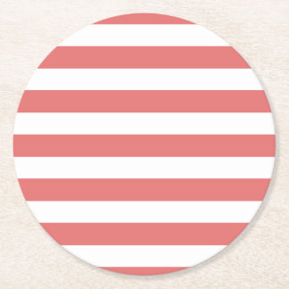 Coral/White stripes coaster set