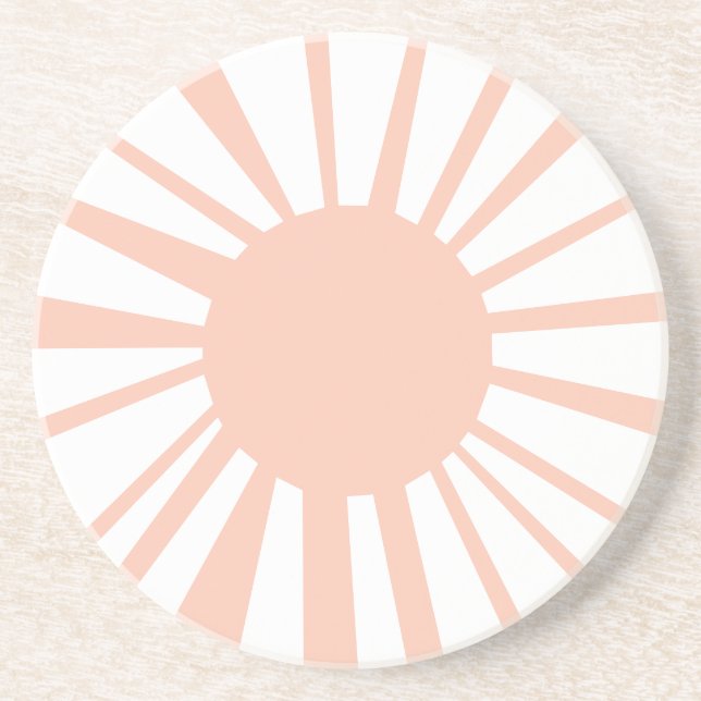 Coral White Sun Pattern Sandstone Coaster (Front)