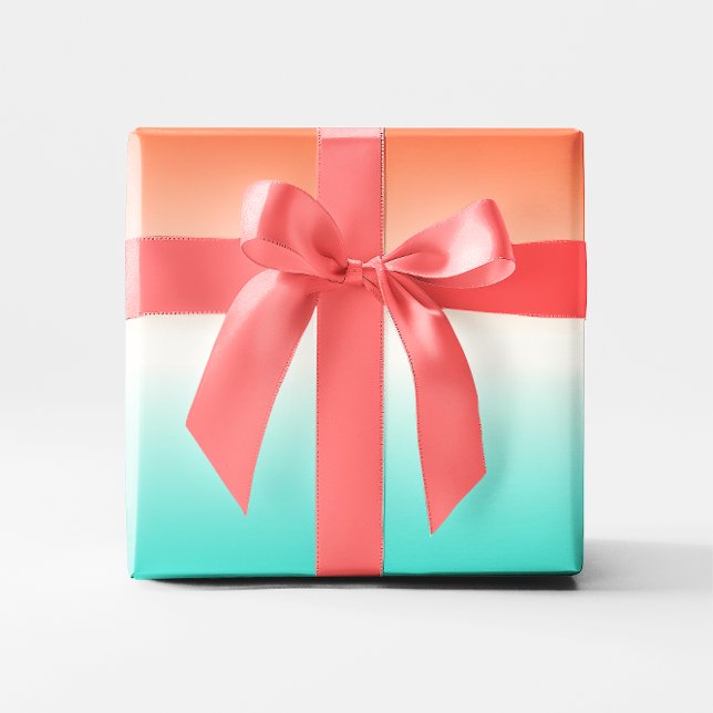 Coral White Turquoise Ombre Wrapping Paper (Coral White Turquoise Gradient  Ombre Wrapping Paper)